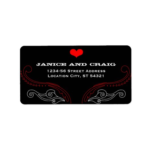 Red & Black Rock 'n' Roll Music Thed Wedding Etiket (Voorkant)