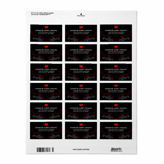 Red & Black Rock 'n' Roll Music Thed Wedding Etiket (Full Sheet)