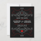 Red & Black Rock 'n' Roll Music Thed Wedding Save The Date (Voorkant)