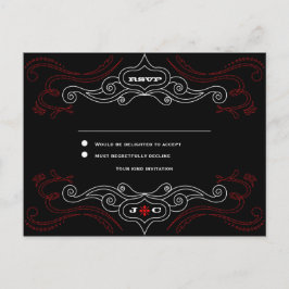 Red & Black Rock 'n' Roll Music Thed Wedding Uitnodiging Briefkaart