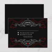 Red & Black Rock 'n' Roll Music Thed Wedding Uitnodiging Briefkaart (Voorkant / Achterkant)