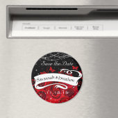 Red Black Roos Heart Opslaan datum onder sterren Magneet (Insitu (Vaatwasser))