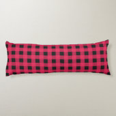 Red Black Rustic Buffalo Check Plaid Monogrammed Lichaamskussen (Achterkant)