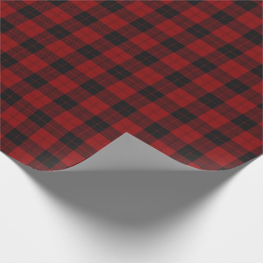 Red Black Rustic Buffalo Pset Checkered Farmhouse Cadeaupapier (Hoek)