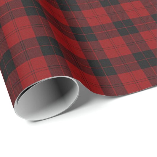 Red Black Rustic Buffalo Pset Checkered Farmhouse Cadeaupapier (Rol Hoek)