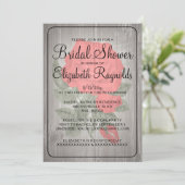 Red Black Rustic Floral Bridal Shower Invitations Kaart (Staand voorkant)