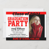 Red Black School Colors Foto Afstuderen Kaart (Voorkant)