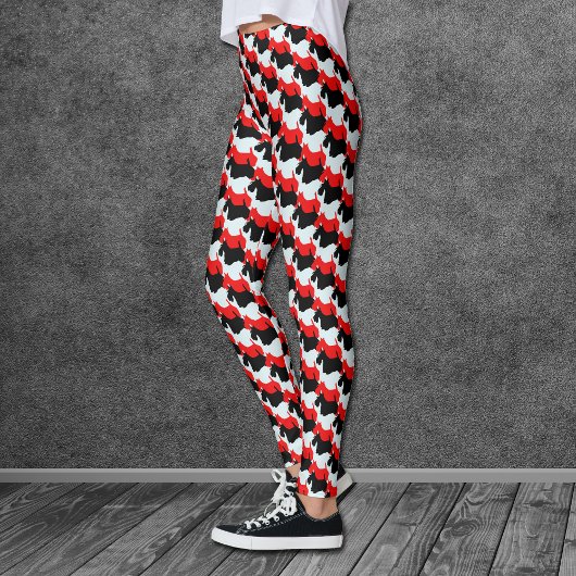 Red Black Scottie Pattern Leggings