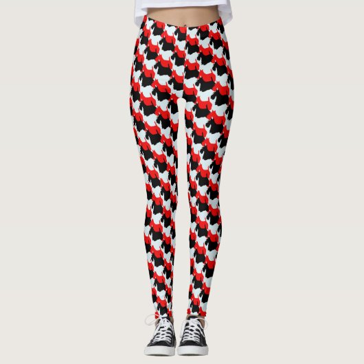 Red Black Scottie Pattern Leggings (Voorkant)