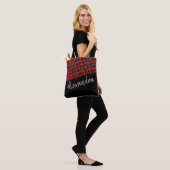 Red Black Scottish Tartan Pattern Persoonlijk Tote Bag (Op model)