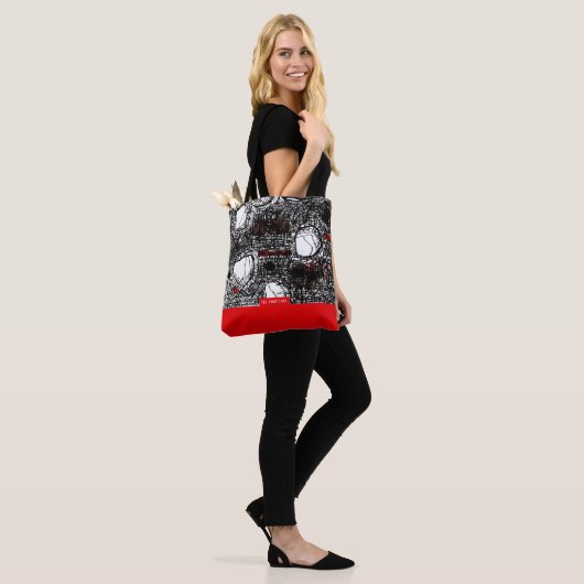 Red&Black Scribble, Tragetaschen Mit Langen Träger Tote Bag (Op model)