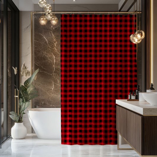Red Black Shower Curtain Cozy Gift for New Start Douchegordijn