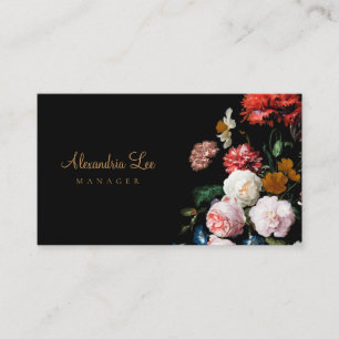Red Black Side Floral Black Visitekaartje Wedding
