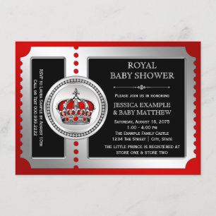 Red Black Silver Prince Baby Shower-uitvindingen Kaart