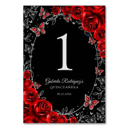 Red Black Silver Quinceanera Kaart