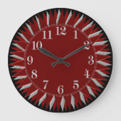 Red Black Silver Sun Wall klok (Voorkant)