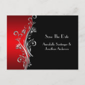 Red Black Silver Swirls slaan de datum op Aankondigingskaart (Voorkant)