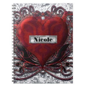 Red Black Silver Valentijn Heart Gothic Romance Notitieboek