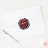 Red Black Silver Valentijn Heart Gothic Romance Ronde Sticker (Envelop)