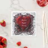 Red Black Silver Valentijn Heart Gothic Romance Servet (Insitu)