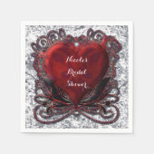Red Black Silver Valentijn Heart Gothic Romance Servet (Voorkant)
