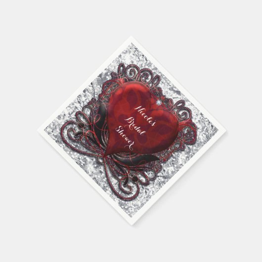 Red Black Silver Valentijn Heart Gothic Romance Servet (Hoek)