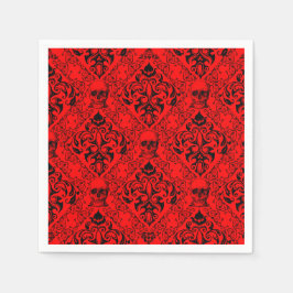 Red Black Skull Damask Halloween Dark Gothic Patte Servet