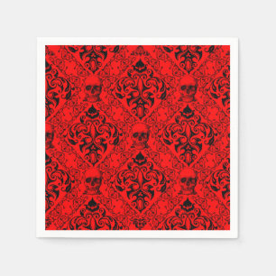 Red Black Skull Damask Halloween Dark Gothic Patte Servet