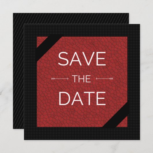 Red Black slaat de datum op Save The Date (Voorkant / Achterkant)