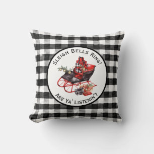 Red Black  Sleigh Buffalo met kerstmis Kussen