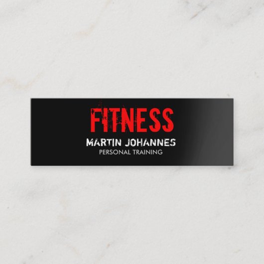 Red Black Slim Fitness Trainer Mini Visitekaartje (Voorkant)