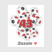red black soccer balls sticker w jersey number (Vel)