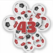 red black soccer balls sticker w jersey number (Voorkant)