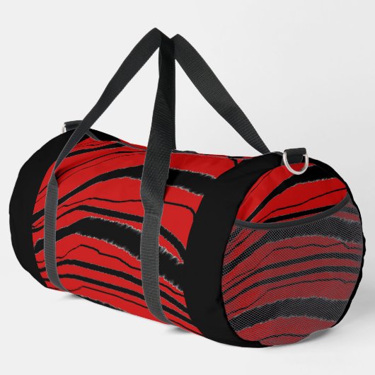 Red + Black Stripe  Athletic Gym Travel Carry On  Plunjezak (Rechterhoek)