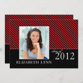 Red Black Stripe Fotogradatie Party Uitnodiging (Voorkant / Achterkant)