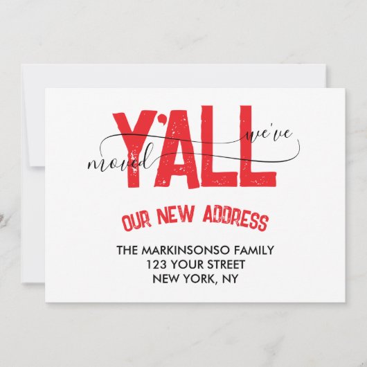 Red Black Stripe We Moved Moving Announcement Kaart (Voorkant)