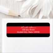 Red Black Striped Chic Invitation Adresetiketten Etiket (Insitu)