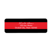 Red Black Striped Chic Invitation Adresetiketten Etiket (Voorkant)