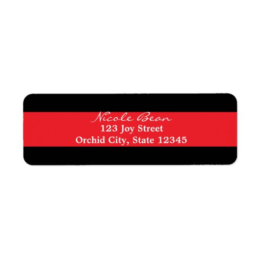 Red Black Striped Chic Invitation Adresetiketten Etiket (Voorkant)