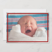 Red/Black Striped Made in Texas Photo Baby Aankondiging (Achterkant)