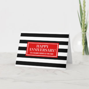 Red Black Stripes Employee Jubileum Card Kaart