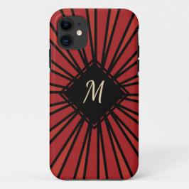 Red Black Stripes Modern Monogram Stijlvol Case-Mate iPhone 14 Hoesje