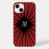 Red Black Stripes Modern Monogram Stijlvol Case-Mate iPhone Case (Achterkant)