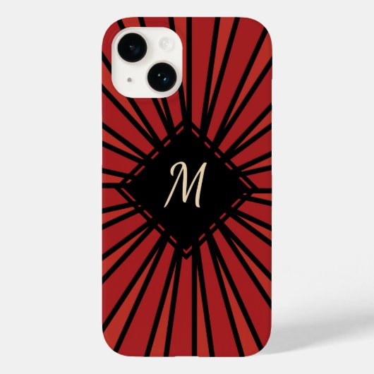 Red Black Stripes Modern Monogram Stijlvol Case-Mate iPhone Case (Achterkant)
