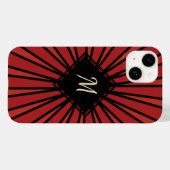 Red Black Stripes Modern Monogram Stijlvol Case-Mate iPhone Case (Achterkant (horizontaal))