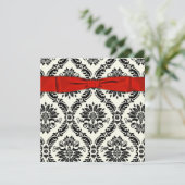 Red Black Stropdas Party Black Damask Party Uitnod Kaart (Staand voorkant)