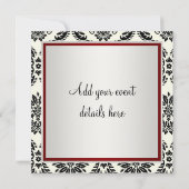 Red Black Stropdas Party Black Damask Party Uitnod Kaart (Achterkant)