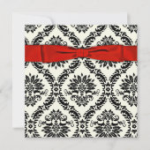 Red Black Stropdas Party Black Damask Party Uitnod Kaart (Voorkant)