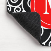 Red Black Swirl Monogram Muismat. Muismat (Hoek)