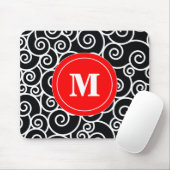 Red Black Swirl Monogram Muismat. Muismat (Met muis)